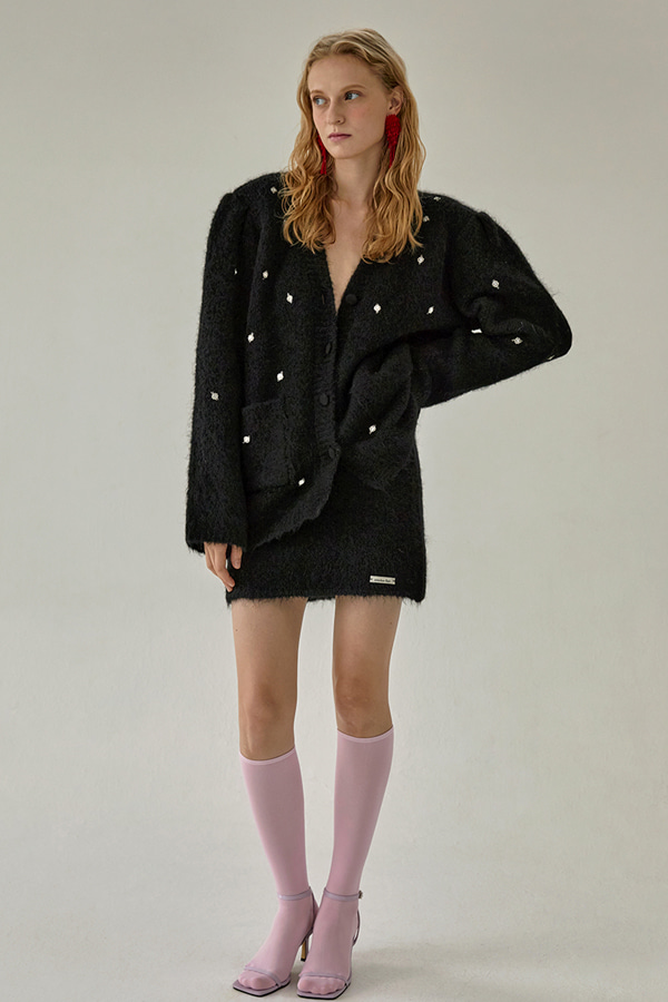 [Limited]jewel alpaca mini skirt_black