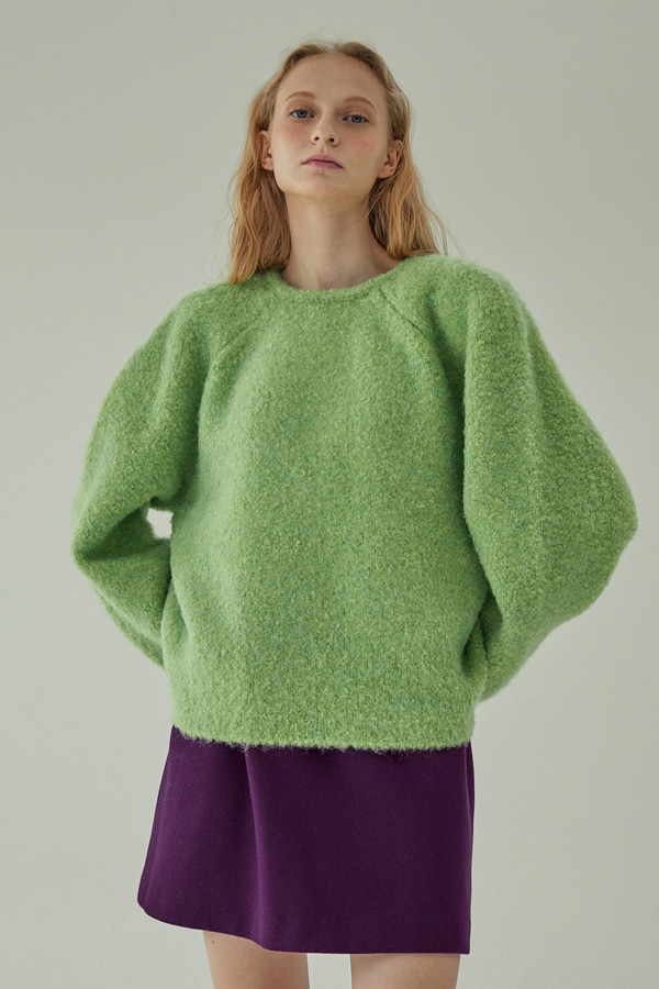 furry wool knit_pea green