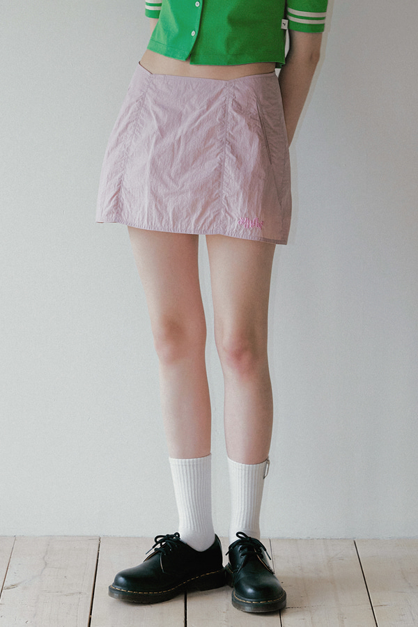 crispy low mini skirt_baby pink